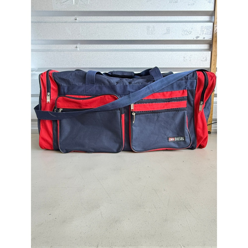 Vintage Diesel Duffel Bag Navy Red Gorpcore Y2K Utility Travel Gear Streetwear